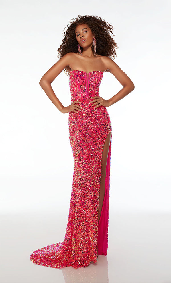 slim fit dress slacks Barbie Doll Neon Pink Sequin Dress main image 1