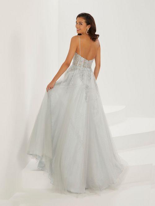 silver prom dress