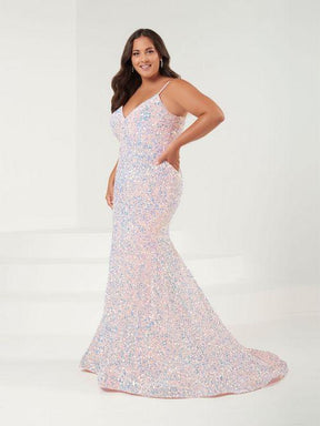 white sequined grad dress